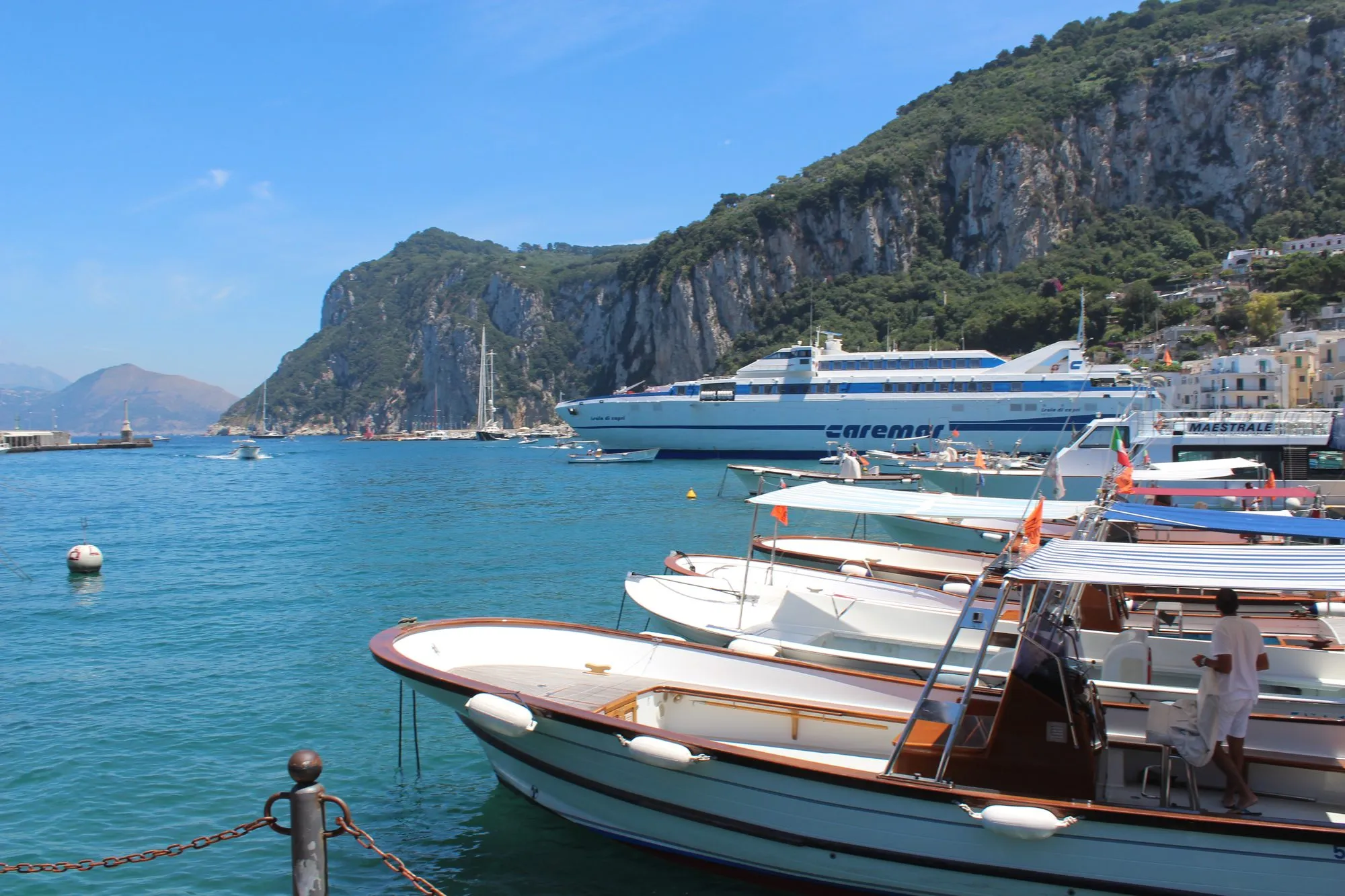 Marina Grande harbour on Capri with the ferries