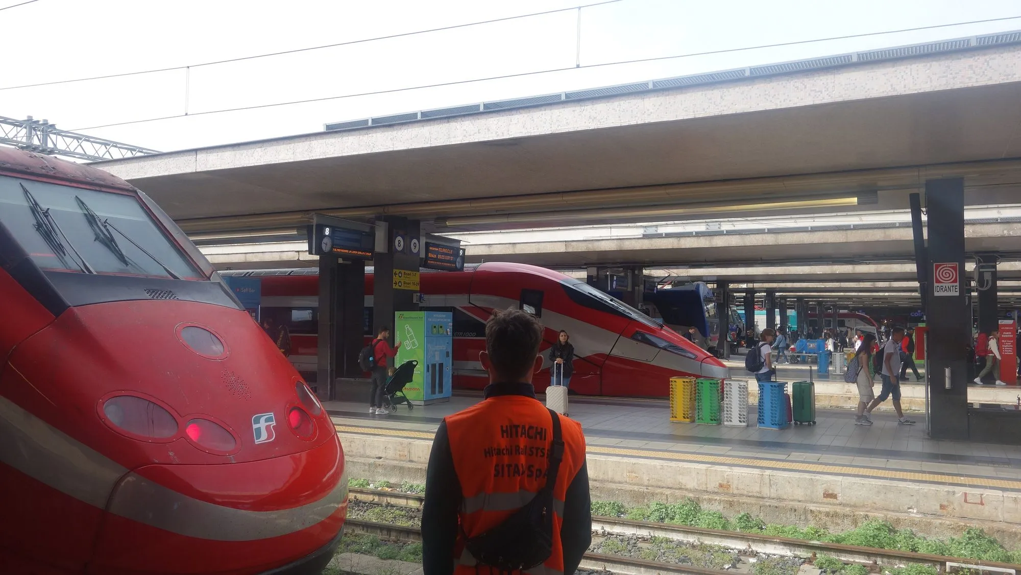 A Frecciarossa in the station, the quickest way down from Rome