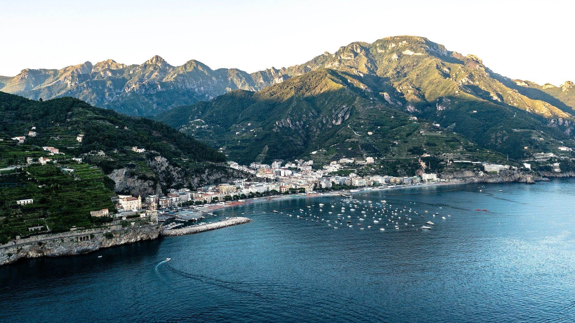 The beach and promenade at Maiori