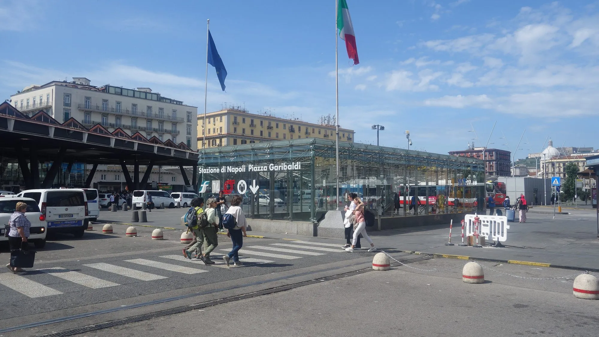 The exterior of Naples central station, the starting point for trains and the Circumvesuviana
