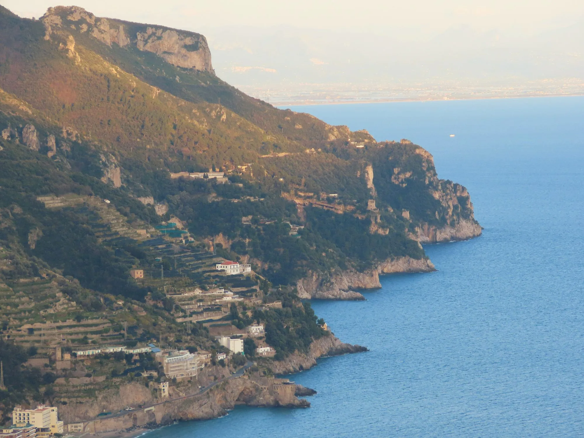 Sunset over the sea off the Amalfi Coast