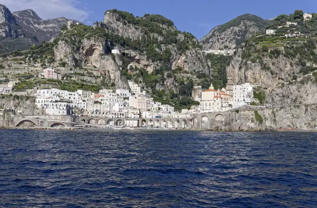 The Torre dello Ziro watchtower on the coast between Amalfi and Atrani, seen from above